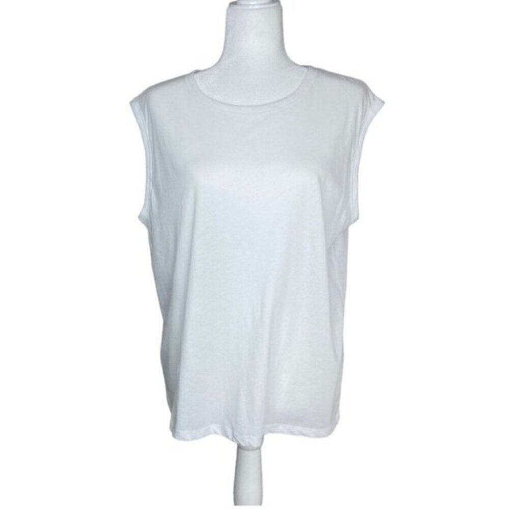 Everlane The Air Muscle Tank White Sleeveless Cotton Crew Neck Top Large NEW